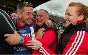 2 September 2017; Mayo manager Frank Browne, centre, celebrates with his backroom team at the final whistle following the TG4 Ladies Football All-Ireland Senior Championship Semi-Final match between Cork and Mayo at Kingspan Breffni in Cavan. Photo by Sam Barnes/Sportsfile