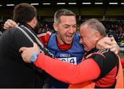 2 September 2017; Mayo manager Frank Browne, right, celebrates with his backroom team following the TG4 Ladies Football All-Ireland Senior Championship Semi-Final match between Cork and Mayo at Kingspan Breffni in Cavan. Photo by Sam Barnes/Sportsfile