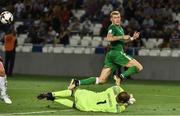 2 September 2017; James McClean of Republic of Ireland's shot is saved by Giorgi Makaridze of Georgia during the FIFA World Cup Qualifier Group D match between Georgia and Republic of Ireland at Boris Paichadze Dinamo Arena in Tbilisi, Georgia. Photo by David Maher/Sportsfile