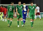2 September 2017; Republic of Ireland players from left, Daryl Murphy, Shane Duffy, Darren Randolph and Stephen Ward at the end of the FIFA World Cup Qualifier Group D match between Georgia and Republic of Ireland at Boris Paichadze Dinamo Arena in Tbilisi, Georgia. Photo by David Maher/Sportsfile