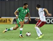 2 September 2017; Cyrus Christie of Republic of Ireland in action against Valeri Kazaishvili of Georgia during the FIFA World Cup Qualifier Group D match between Georgia and Republic of Ireland at Boris Paichadze Dinamo Arena in Tbilisi, Georgia. Photo by David Maher/Sportsfile