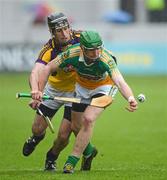 2 June 2012; Diarmuid Horan, Offaly, in action against P.J. Nolan, Wexford. Leinster GAA Hurling Senior Championship Quarter-Final, Offaly v Wexford, O'Connor Park, Tullamore, Co. Offaly. Picture credit: Ray McManus / SPORTSFILE