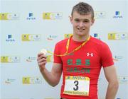 2 June 2012; Gold medal winner Marcus Lawlor, from CBS Carlow, after the Senior Boys 100m at the Aviva All Ireland Schools’ Track and Field Championships 2012. Tullamore Harriers AC, Tullamore, Co. Offaly. Picture credit: Matt Browne / SPORTSFILE