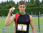 2 June 2012; Gold medal winner Stephen Rice, from Wesley College, Dublin, after the Intermediate Boys Javelin at the Aviva All Ireland Schools’ Track and Field Championships 2012. Tullamore Harriers AC, Tullamore, Co. Offaly. Picture credit: Matt Browne / SPORTSFILE