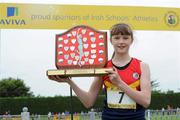 2 June 2012; Gold medal winner Lydia Mills, from, Ballyclare High School, Co. Antrim, after the Junior Girls Long Jump at the Aviva All Ireland Schools’ Track and Field Championships 2012. Tullamore Harriers AC, Tullamore, Co. Offaly. Picture credit: Matt Browne / SPORTSFILE