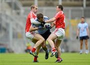 3 June 2012; Bryan Cullen, Dublin, in action against Paddy Keenan, left, and Gerard Hoey, Louth. Leinster GAA Football Senior Championship Quarter-Final, Louth v Dublin, Croke Park, Dublin. Picture credit: Stephen McCarthy / SPORTSFILE