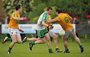 3 June 2012; Mark Gottsche, London, in action against Colm Clarke, left, and Fabian McMorrow, Leitrim. Connacht GAA Football Senior Championship Quarter-Final, London v Leitrim, Emerald Park, Ruislip, London. Picture credit: Diarmuid Greene / SPORTSFILE