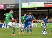 4 June 2012; Robbie Brady, Republic of Ireland, scores his side's first goal from a penalty. UEFA Under-21 Championship 2013 Qualifier, Republic of Ireland v Italy, Showgrounds, Sligo. Picture credit: Stephen McCarthy / SPORTSFILE