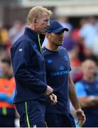 2 September 2017; Leinster head coach Leo Cullen in conversation with backs coach Girvan Dempsey ahead of the Guinness PRO14 Round 1 match between Dragons and Leinster at Rodney Parade in Newport, Wales. Photo by Ramsey Cardy/Sportsfile