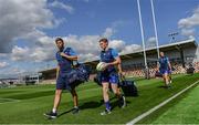 2 September 2017; Ross Byrne, left, and Cathal Marsh of Leinster ahead of the Guinness PRO14 Round 1 match between Dragons and Leinster at Rodney Parade in Newport, Wales. Photo by Ramsey Cardy/Sportsfile
