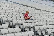3 September 2017; A Galway supporter takes his seat prior to the Electric Ireland GAA Hurling All-Ireland Minor Championship Final match between Galway and Cork at Croke Park in Dublin. Photo by Brendan Moran/Sportsfile