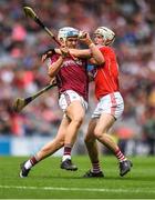 3 September 2017; Conor Walsh of Galway in action against Diarmuid Linehan of Cork during the Electric Ireland GAA Hurling All-Ireland Minor Championship Final match between Galway and Cork at Croke Park in Dublin. Photo by Eóin Noonan/Sportsfile