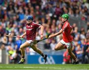 3 September 2017; Robert Downey of Cork in action against Ronan Glennon of Galway during the Electric Ireland GAA Hurling All-Ireland Minor Championship Final match between Galway and Cork at Croke Park in Dublin. Photo by Eóin Noonan/Sportsfile