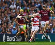 3 September 2017; Ger Collins of Cork in action against Enda Fahy of Galway during the Electric Ireland GAA Hurling All-Ireland Minor Championship Final match between Galway and Cork at Croke Park in Dublin. Photo by Eóin Noonan/Sportsfile