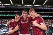 3 September 2017; Galway players from left, Daniel Loftus, Jack Canning and Enda Fahy celebrate after the Electric Ireland GAA Hurling All-Ireland Minor Championship Final match between Galway and Cork at Croke Park in Dublin. Photo by Eóin Noonan/Sportsfile