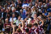 3 September 2017; Galway captain Darren Morrissey celebrates with the cup after the Electric Ireland GAA Hurling All-Ireland Minor Championship Final match between Galway and Cork at Croke Park in Dublin. Photo by Eóin Noonan/Sportsfile