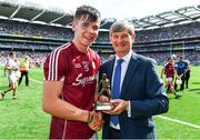 3 September 2017; Jack Canning of Galway is presented with his Man of the Match award by Pat O'Doherty, ESB Chief Executive, after the Electric Ireland GAA Hurling All-Ireland Minor Championship Final match between Galway and Cork at Croke Park in Dublin. Photo by Sam Barnes/Sportsfile