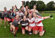 3 September 2017; Derry players celebrate after the TG4 Ladies Football All Ireland Junior Championship Semi-Final match between Carlow and Derry at Lannleire in Dunleer, Co Louth. Photo by Matt Browne/Sportsfile