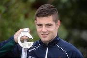 3 September 2017; Joe Ward with his Silver medal during the Team Ireland return from AIBA World Boxing Championships at Dublin Airport, in Dublin. Photo by Barry Cregg/Sportsfile