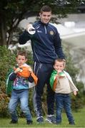 3 September 2017; Joe Ward along with his sons Joe, left, aged 6, and Jerry, aged 3, with his Silver medal during the Team Ireland return from AIBA World Boxing Championships at Dublin Airport, in Dublin. Photo by Barry Cregg/Sportsfile