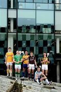 5 June 2012; At the launch of the 2012 Bord Gáis Energy GAA Hurling Under 21 All-Ireland Championship are Bord Gáis Energy ambassadors for 2012, from left, Conor McCann, Antrim, Shane Dowling, Limerick, Conor McGrath, Clare, Johnny Coen, Galway, Danny Sutcliffe, Dublin, and Cillian Buckley, Kilkenny. The Championship starts with a thriller between Cork and Tipperary in Páirc Uí Chaoímh in the Munster Championship, while in the Leinster Championship Offaly take on Wexford and Laois take on reigning provincial champions Dublin. All three games throw in at 7.30pm on Wednesday, 6th June. This year’s U-21 campaign will bring fans a range of new and exclusive features online and on match days. See breakingthrough.ie for more information. Launch of the Bord Gáis Energy GAA Hurling Under 21 Championships, The Bord Gáis Energy Theatre, Dublin. Picture credit: Brian Lawless / SPORTSFILE