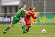 5 June 2012; Rachel Baynes, left, Holy Family NS, Newport, Co. Mayo, in action against Bethany Carroll, Piltown NS, Co. Waterford. An Post FAI Primary Schools 5-a-Side All-Ireland Finals, Tallaght Stadium, Tallaght, Dublin. Picture credit: Barry Cregg / SPORTSFILE