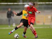 5 June 2012; Amy Boyle Carr, left, Scoil Mhuire, Glenties, Co. Donegal, in action against Alanna Gallagher, Piltown NS, Co. Waterford. An Post FAI Primary Schools 5-a-Side All-Ireland Finals, Tallaght Stadium, Tallaght, Dublin. Picture credit: Barry Cregg / SPORTSFILE