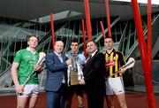 5 June 2012; At the launch of the 2012 Bord Gáis Energy GAA Hurling Under 21 All-Ireland Championship is Dave Kirwan, Managing Director Bord Gáis Energy, second from left, and Stadium and Commercial Director Peter McKenna, with Bord Gáis Energy ambassadors for 2012, from left, Shane Dowling, Limerick, Danny Sutcliffe, Dublin, and Cillian Buckley, Kilkenny. The Championship starts with a thriller between Cork and Tipperary in Páirc Uí Chaoímh in the Munster Championship, while in the Leinster Championship Offaly take on Wexford and Laois take on reigning provincial champions Dublin. All three games throw in at 7.30pm on Wednesday, 6th June. This year’s U-21 campaign will bring fans a range of new and exclusive features online and on match days. See breakingthrough.ie for more information. Launch of the Bord Gáis Energy GAA Hurling Under 21 Championships, The Bord Gáis Energy Theatre, Dublin. Picture credit: Brian Lawless / SPORTSFILE