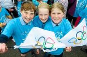 5 June 2012; Aisling O'Kelly, left, Evelyn Sweeney, and Anna McGreal, right, all aged 10 and from Howth, Co. Dublin after taking part in the Olympic Dream Run, Howth, Co. Dublin. Photo by Sportsfile