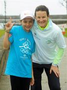 5 June 2012; Former Olympic 5000m silver medallist Sonia O'Sullivan and her daughter Sophie who came 1st in the Olympic Dream Run, Howth, Co. Dublin. Photo by Sportsfile