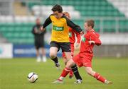 5 June 2012; Ronan Patterson, left, St. Mary's NS, Virginia, Co. Cavan, in action against Paddy Cadell, St. Colmcille's NS, Templemore, Co. Tipperary. An Post FAI Primary Schools 5-a-Side All-Ireland Finals, Tallaght Stadium, Tallaght, Dublin. Picture credit: Barry Cregg / SPORTSFILE
