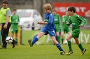 5 June 2012; Cillian Moloney, left, Zion Parish Primary School, Rathgar, Dublin, in action against Nathan Leamy, Letterfrack NS, Co. Galway. An Post FAI Primary Schools 5-a-Side All-Ireland Finals, Tallaght Stadium, Tallaght, Dublin. Picture credit: Barry Cregg / SPORTSFILE