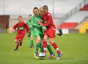 5 June 2012; Shane Doyle, left, St. Colmcille's NS, Templemore, Co. Tipperary, in action against Daniel Brennan, Brierhill NS, Co. Galway. An Post FAI Primary Schools 5-a-Side All-Ireland Finals, Tallaght Stadium, Tallaght, Dublin. Picture credit: Barry Cregg / SPORTSFILE