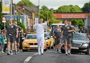 6 June 2012; Kilkenny hurler and 10 time hurling All-Star Henry Shefflin as he leaves Croke Park with the Olympic Flame during the London 2012 Olympic Torch Relay in Ireland. Croke Park, Dubli. Picture credit: Ray McManus / SPORTSFILE