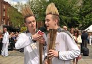 6 June 2012; John, left, and Edward Grimes, Jedward, during the 2012 Olympic Torch Relay through the streets of Dublin. Mansion House, Dawson Street, Dublin. Picture credit: Barry Cregg / SPORTSFILE