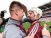 3 September 2017; Joe Canning of Galway celebrates with his nephew Jack, who played in the minor game, after the GAA Hurling All-Ireland Senior Championship Final match between Galway and Waterford at Croke Park in Dublin. Photo by Eóin Noonan/Sportsfile