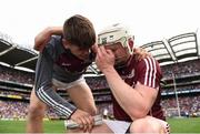 3 September 2017; Joe Canning of Galway celebrates with his nephew Jack, who played in the minor game, after the GAA Hurling All-Ireland Senior Championship Final match between Galway and Waterford at Croke Park in Dublin. Photo by Eóin Noonan/Sportsfile