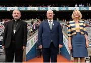 3 September 2017; Uachtarán Chumann Lúthchleas Gael Aogán Ó Fearghail, centre, with wife Frances, and Bishop of Cashel and Emly Kieran O'Reilly, patron of the GAA, prior to the Electric Ireland GAA Hurling All-Ireland Minor Championship Final match between Galway and Cork at Croke Park in Dublin. Photo by Seb Daly/Sportsfile