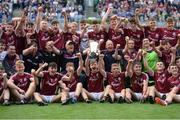 3 September 2017; Galway players celebrate with the Irish Press Cup after the Electric Ireland GAA Hurling All-Ireland Minor Championship Final match between Galway and Cork at Croke Park in Dublin. Photo by Piaras Ó Mídheach/Sportsfile