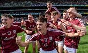 3 September 2017; Simon Thomas of Galway, centre, and his team-mates celebrate after the Electric Ireland GAA Hurling All-Ireland Minor Championship Final match between Galway and Cork at Croke Park in Dublin. Photo by Piaras Ó Mídheach/Sportsfile