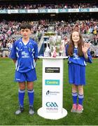 3 September 2017; Áine Henley, Tallow NS, Waterford and Éanna Monaghan, Bawnmore NS, Turloughmore, Galway, bring out the Liam MacCarthy Cup prior to the GAA Hurling All-Ireland Senior Championship Final match between Galway and Waterford at Croke Park in Dublin. Photo by Stephen McCarthy/Sportsfile