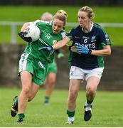 3 September 2017; Lisa Cafferkey of London in action against Shauna Hamilton of Fermanagh during the TG4 Ladies Football All Ireland Junior Championship Semi-Final match between Fermanagh and London at Lannleire in Dunleer, Co Louth. Photo by Matt Browne/Sportsfile