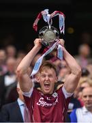 3 September 2017; Seán Bleahene of Galway lifts the Irish Press Cup following his side's victory during the Electric Ireland GAA Hurling All-Ireland Minor Championship Final match between Galway and Cork at Croke Park in Dublin. Photo by Seb Daly/Sportsfile