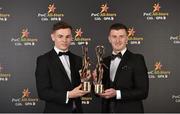 3 November 2017; Cork hurlers, Mark Coleman, left, and Patrick Horgan with their All-Star awards during the PwC All Stars 2017 at the Convention Centre in Dublin. Photo by Seb Daly/Sportsfile