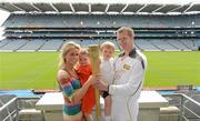 6 June 2012; Kilkenny hurler and 10 time hurling All-Star Henry Shefflin with his wife Deirdre and children, Sadhbh and Henry at Croke Park after his leg as torchbearer on the London 2012 Olympic Torch Relay through the streets of Dublin. Croke Park, Dublin. Picture credit: Brendan Moran / SPORTSFILE