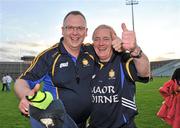 9 June 2012; Clare manager Michael McDermott, left, and selector James Foran celebrate after victory over Limerick. Munster GAA Football Senior Championship Semi-Final, Limerick v Clare, Gaelic Grounds, Limerick. Picture credit: Diarmuid Greene / SPORTSFILE