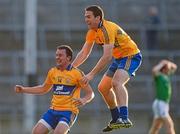 9 June 2012; Clare players David Tubridy, left, and Gary Brennan celebrate after victory over Limerick. Munster GAA Football Senior Championship Semi-Final, Limerick v Clare, Gaelic Grounds, Limerick. Picture credit: Diarmuid Greene / SPORTSFILE