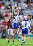 3 September 2017; Sarah O'Neill of Anahorish Primary School, Toomebridge, Co Antrim, representing Waterford, in action against Andrea Fallon of Runnamoate National School, Ballinaheglish, Co Roscommon,  representing Galway, during the INTO Cumann na mBunscol GAA Respect Exhibition Go Games at Galway v Waterford - GAA Hurling All-Ireland Senior Championship Final at Croke Park in Dublin. Photo by Sam Barnes/Sportsfile