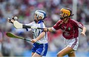 3 September 2017; Laoise Forrest of Ballygunner National School, Ballygunner, Co Waterford, in action against Ella Heary of St Marnocks National School, Portmarnock, Dublin,  representing Galway, during the INTO Cumann na mBunscol GAA Respect Exhibition Go Games at Galway v Waterford - GAA Hurling All-Ireland Senior Championship Final at Croke Park in Dublin. Photo by Sam Barnes/Sportsfile