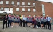 4 September 2017; Members of the Galway team with hospital staff and Gardaí during the All-Ireland Hurling Champions visit to Our Lady's Children's Hospital in Crumlin, Dublin. Photo by Piaras Ó Mídheach/Sportsfile